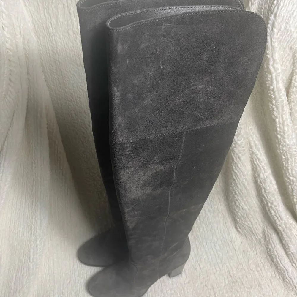 FRYE Leather Suede Gray Over-the-Knee Block heel Boots SZ8M